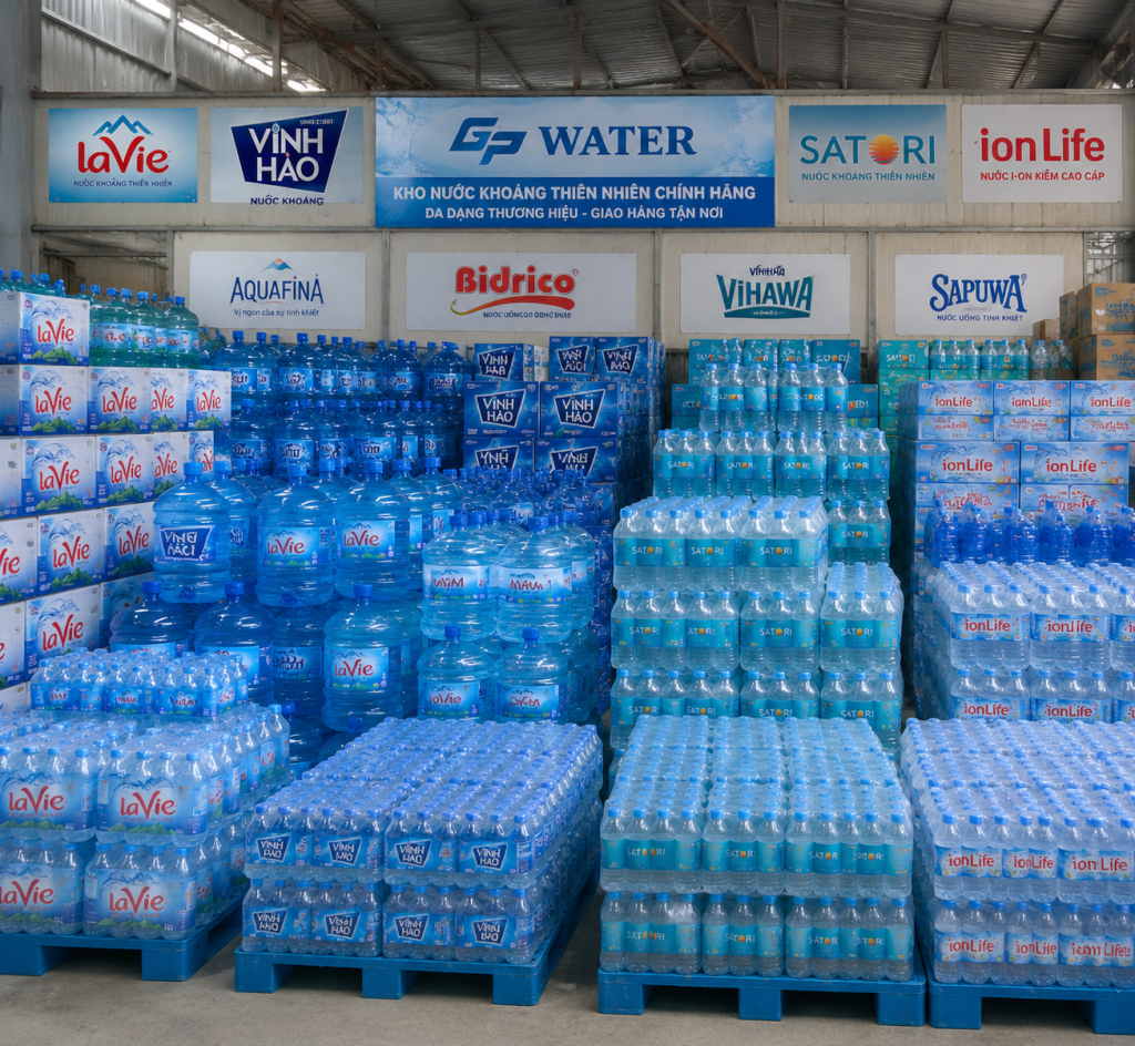 Các thương hiệu nước uống chính hãng được Gia Phát Water phân phối.