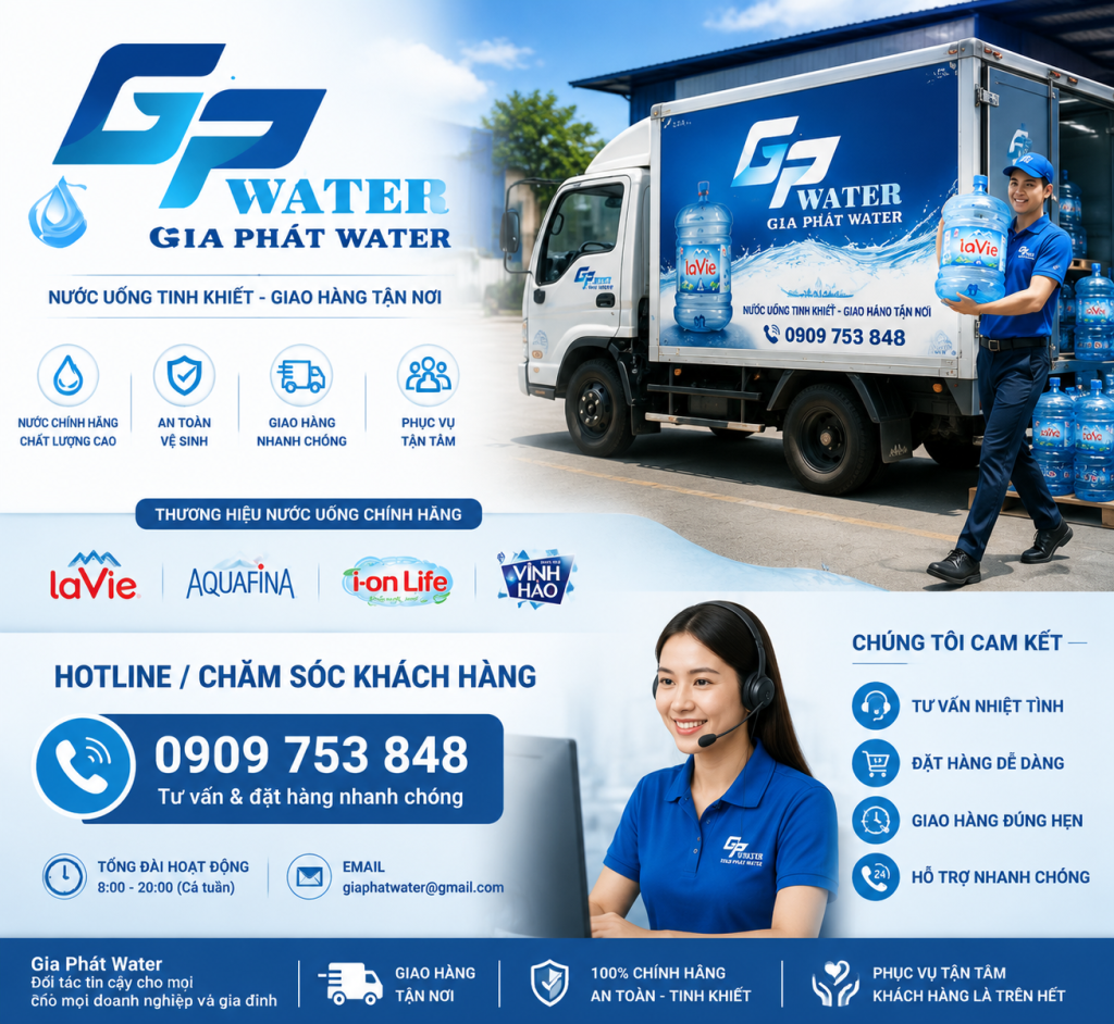 Liên hệ ngay Gia Phát Water để đặt nước Aquafina giao tận nơi