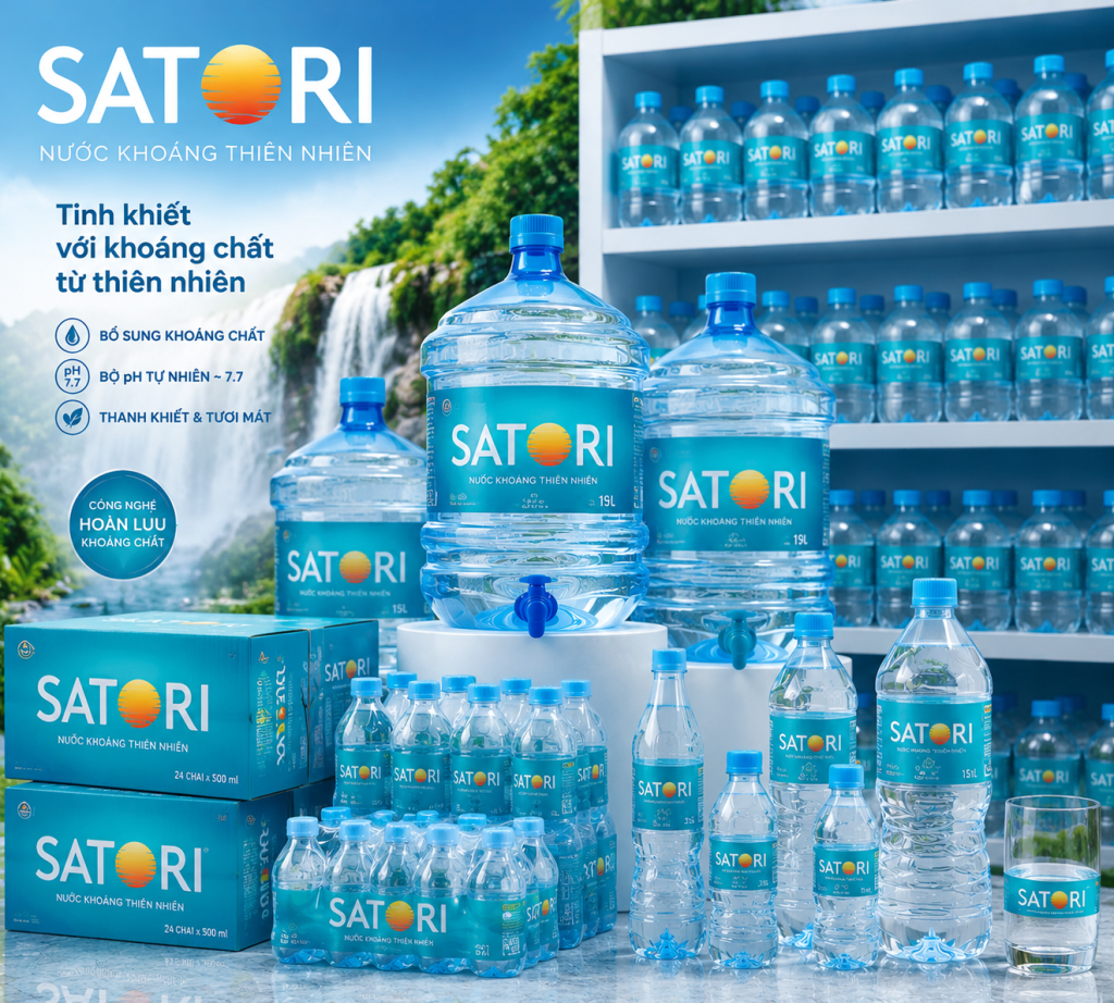 Nước tinh khiết Satori được sản xuất theo công nghệ lọc RO – UV – Ozone hiện đại