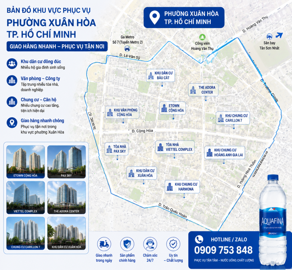 Khu vực Phường Xuân Hòa – nơi nhu cầu nước uống tăng cao mỗi ngày