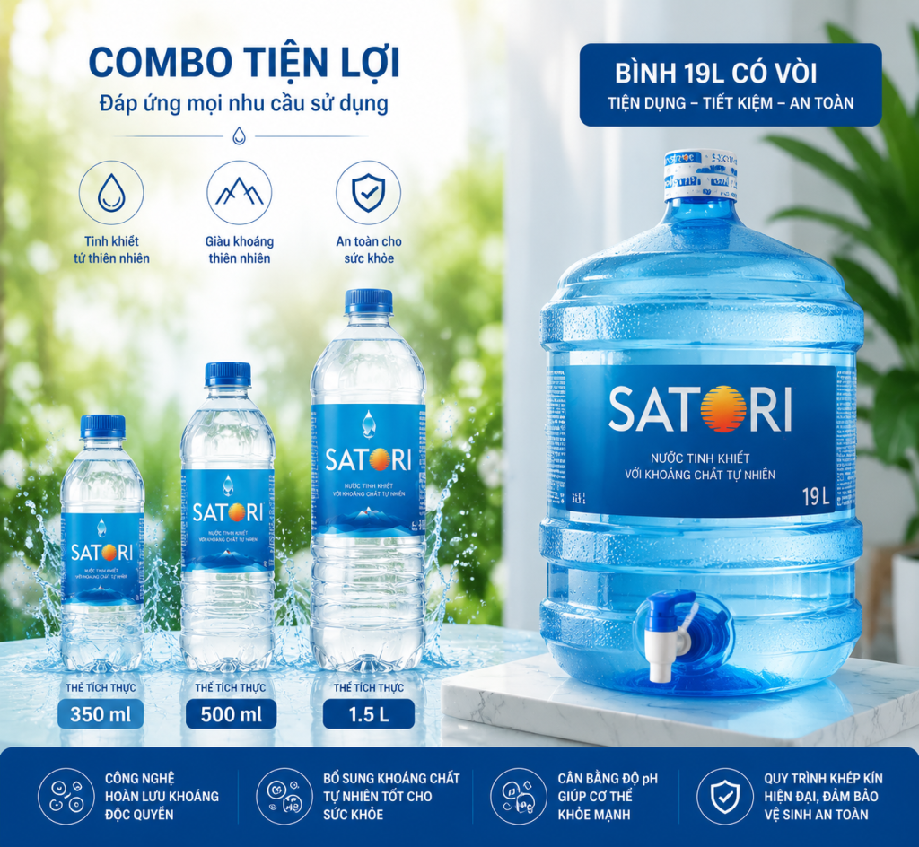 Satori ứng dụng công nghệ lọc hiện đại mang đến nguồn nước tinh khiết chất lượng.
