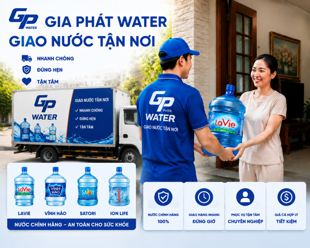 Nhân viên giao nước tận nơi, hỗ trợ vận chuyển và thay bình.